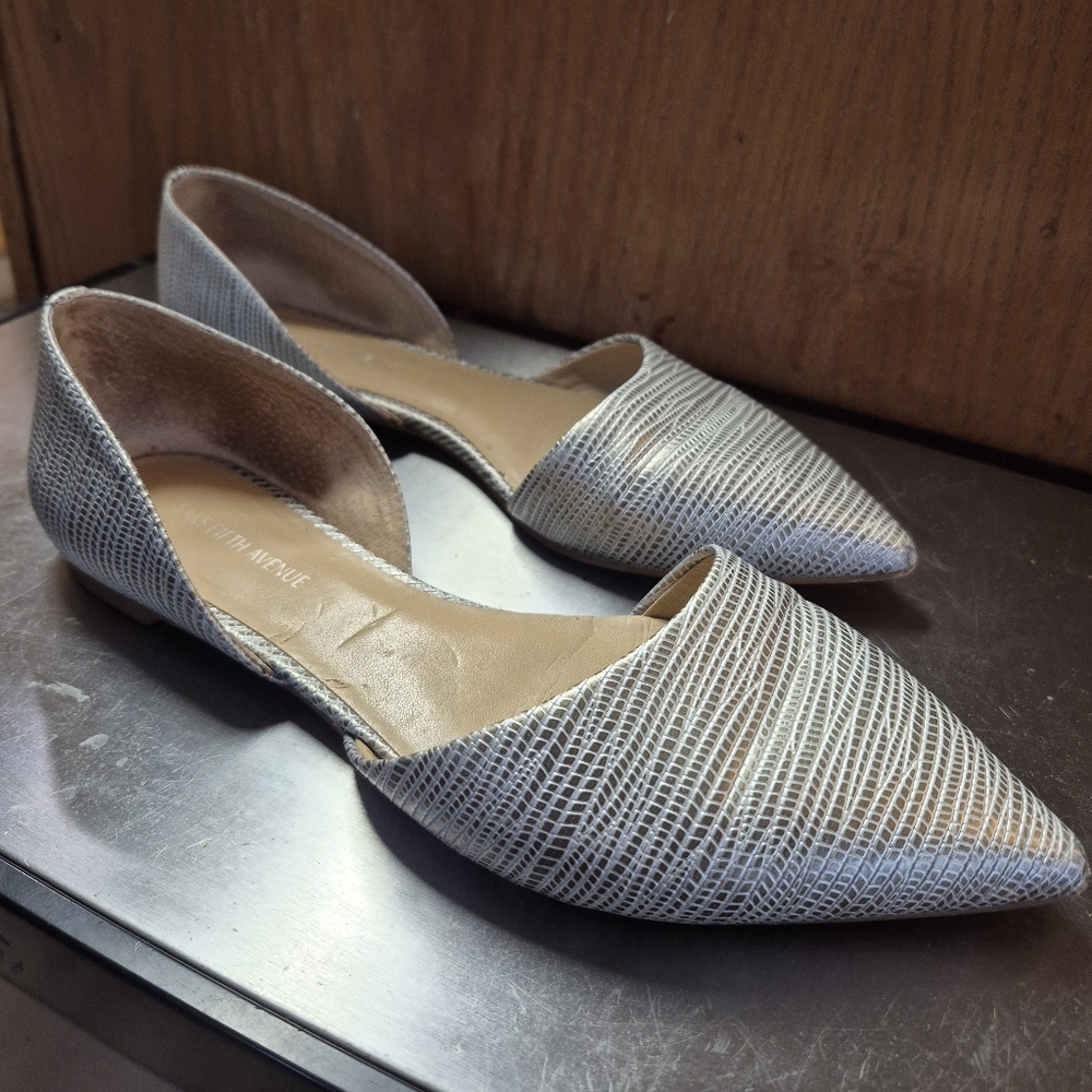 Silver Pointed Toe Women's Flats Size 6.5